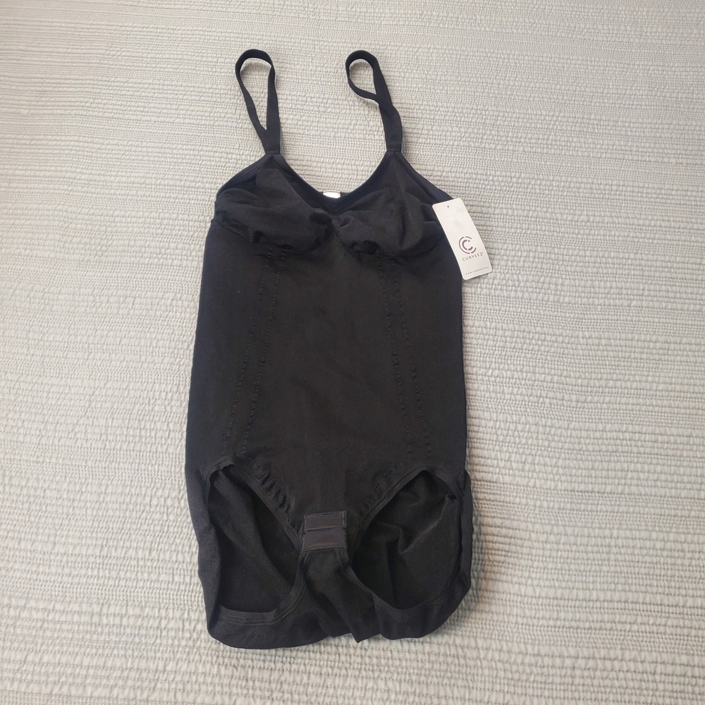 Curveez Shapewear Bodysuit Womens 3XL Black New Tummy Control CUR3006